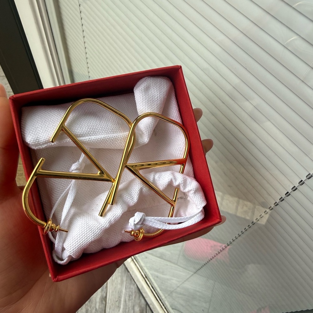 Valentino Garavani Gold Geometric Hoop Earrings